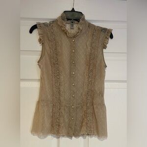 FREE PEOPLE Bohemian Tan Lace Top. Size Medium.
